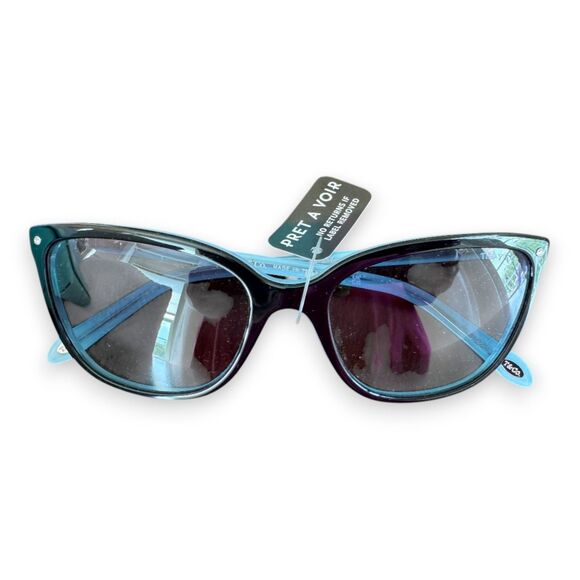 Tiffany & Co Cat Eye Sunglasses Blue Gradient Lens Black Frame TF4105HB NIB - Picture 5 of 7